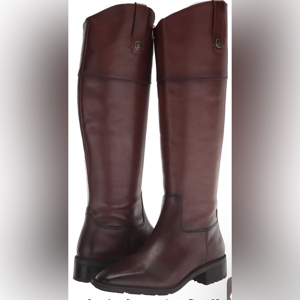 Sam Edelman Drina Brown Leather Riding‎ Burgundy Knee-High Boots Sz 6.5